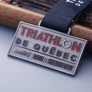 Diseño personalizado de precio bajo de la fábrica de forma de rectángulo de Triatlón de acero personalizado medallas - Product Image 4