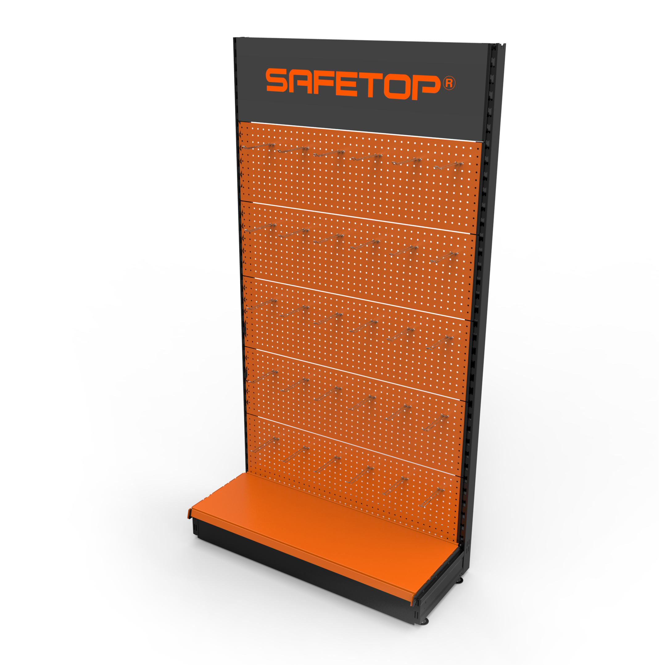 Hot Selling Supermarket Gondolas Tool Display Rack Single-Sided Metal Stands with Powder Coated Finish and Customized Logo — view 6
