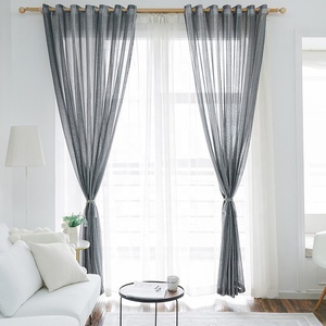 Linen Xám Trắng Sọc Burnout Ban Công Lỗ Gắn Cửa Sổ Voile Rèm Vải Tuyn Tấm Để Bán Phòng Khách Phòng Ngủ Cửa Sổ - Product Image 2
