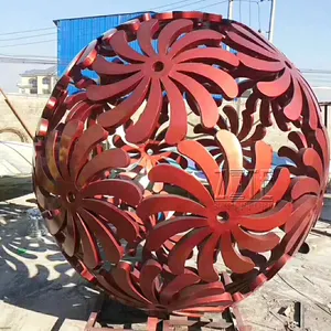 Escultura de esfera de aço inoxidável, material de metal oco abstrato famoso moderno