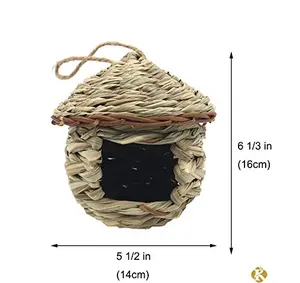Winter Solid Fiber Bird House For Kids Sustainable Natural Bird Hut With String Closure For Outside Hanging