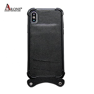Secousse Preuve Véritable Double Fente Pour Carte PU En Cuir PC Téléphone Cas <span class=keywords><strong>Avec</strong></span> <span class=keywords><strong>Cordon</strong></span> Courroie De Cou Pour <span class=keywords><strong>iPhone</strong></span> <span class=keywords><strong>X</strong></span> cas - Product Image 1