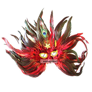 Rouge Mascarade Costume D'halloween De Bal Mode Coq Plume <span class=keywords><strong>Masque</strong></span> de Fête Fournisseurs - Product Image 1