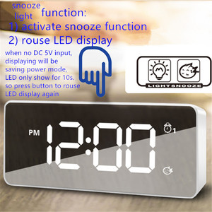 LED ดิจิตอลจอแสดงผลเพลงนาฬิกาปลุกแผงกระจก - Product Image 4