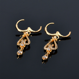 24 K oro plateado/925 de plata esterlina <span class=keywords><strong>austriaca</strong></span> Cubic Zirconia cristal pendientes para las mujeres - Product Image 3