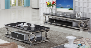 Foshan muebles de sala moderna base de acero mármol <span class=keywords><strong>travertino</strong></span> <span class=keywords><strong>mesa</strong></span> de café - Product Image 6