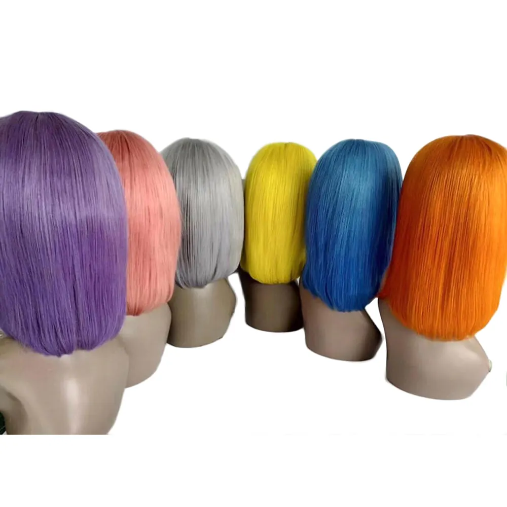 Green/Pink/Blue/Purple/Orange/Yellow/613# human lace wig, Brazilian human hair 8 inch color bob wigs