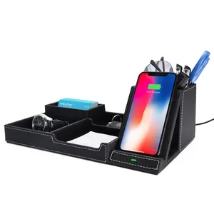 Hot Sell Future Charger 10W Qi Tray Wireless Charger 3 in 1 with Pen Holder for Samsung