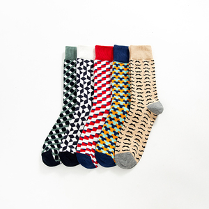 Argyle bigote diseño lindo verano moda divertida mujer personalizado al por mayor Plaid calcetines divertidos - Product Image 4