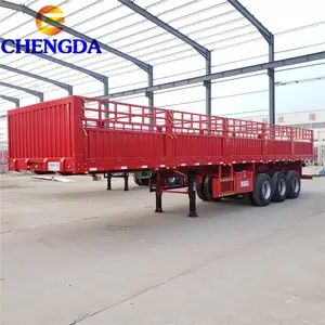 China 3 Axles 40 Ton Sugar Cane Livestock Bulk Cargo Transport Cargo Fence Semi Trailer