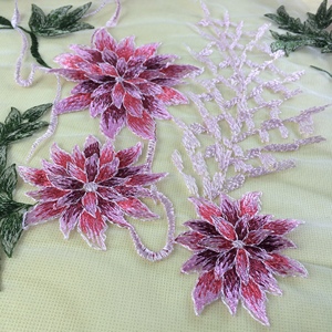 Elegant Design Guipure French Lace Fabric With Peony Flowers 3D Flowers With Appliques