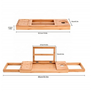 Portaoggetti <span class=keywords><strong>da</strong></span> <span class=keywords><strong>Vasca</strong></span> in Bambù a Due Pezzi, Nuovo Design, Eco-Friendly, di Piccole Dimensioni, con Lati Estensibili, Colore Naturale, Logo Personalizzabile - Product Image 5