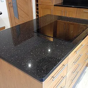 Good quality Black Galaxy granite slab tile supplier black sink bathroom black stone island natural stone granite countertop