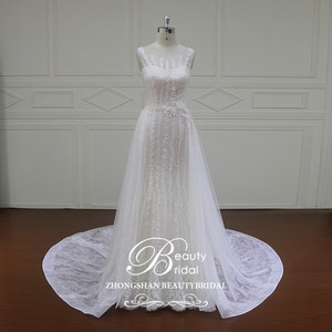 <span class=keywords><strong>Abiti</strong></span> da sposa a trapezio in pizzo francese con schienale basso - Product Image 1