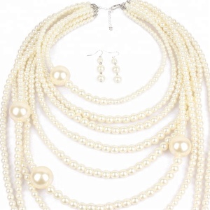 Mujer de moda collar grueso salvaje Ropa Accesorios Multi-capa larga cadena collar de perlas conjunto - Product Image 3
