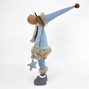 Boheng Xmas Gift Elk Home Decorations Standing Moose Christmas Decor Wholesale Blue Fabric Reindeer with <strong>Star</strong> <strong>Hanging</strong> - Product Image 3