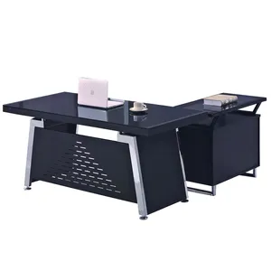 Direktur Hitam Meja Kantor Desain 1 Orang Workstation Meja Kantor Direktur