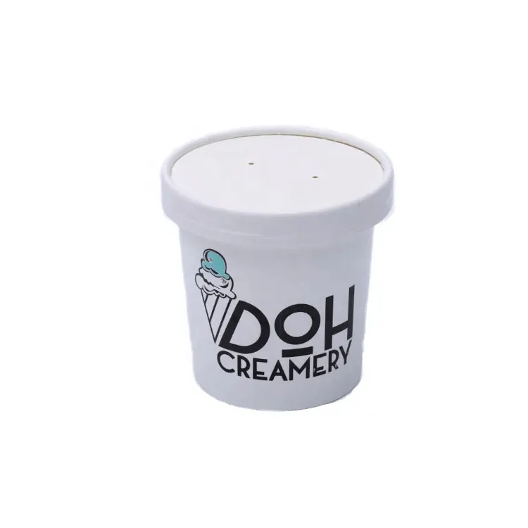 De 20 oz desechable blanco eco amigable desechables biodegradables pla sopa de la taza de papel contenedores con tapas de papel