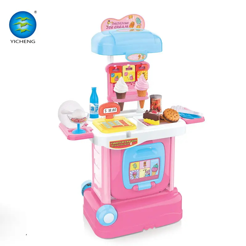 Ensemble de cuisine série de jouets de jeu de simulation bagages pour enfants inclus ensemble de caissier pour jouet chariot de bus multifonction