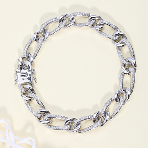 Vente en gros de chaînes en argent sterling 925 chaîne cubaine Hip Hop pour hommes bijoux fins pour hommes chaîne lien <span class=keywords><strong>gourmette</strong></span> Bracelet - Product Image 2