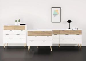 4 <span class=keywords><strong>Commode</strong></span> <span class=keywords><strong>Blanc</strong></span>/Structure Chêne Brillant Tiroirs - Product Image 6