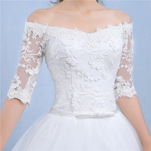 Vestido <span class=keywords><strong>de</strong></span> novia con apliques <span class=keywords><strong>de</strong></span> encaje, vestido <span class=keywords><strong>de</strong></span> <span class=keywords><strong>noche</strong></span> con tirantes, <span class=keywords><strong>vestidos</strong></span> <span class=keywords><strong>de</strong></span> baile <span class=keywords><strong>de</strong></span> un hombro, Media manga - Product Image 5