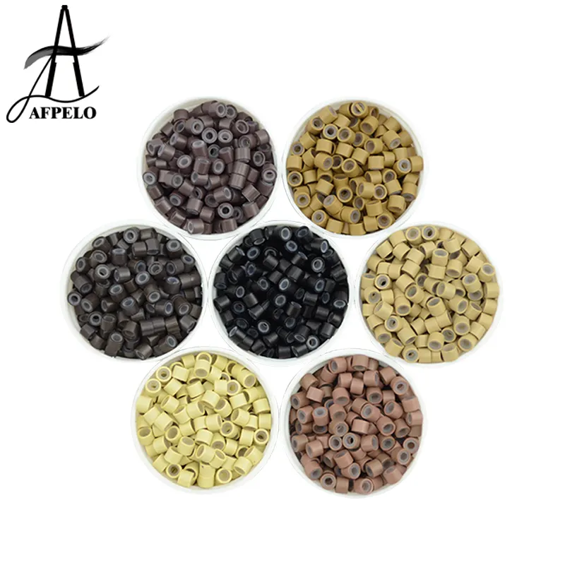 4,0*2,0*2,5mm del Micro anillos de extensiones de cabello con punta de 7 colores