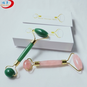 Renouvellement de la peau Massage plus mince du cou Rouleau de visage en quartz rose, Masseur de rouleau de jade vert cristal rose Cosmétiques de soins de la peau - Product Image 4