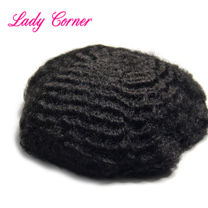 Prothèse capillaire en dentelle PU pour hommes, style afro bouclé crépu – Cheveux brésiliens Remy vierges, densité 130 %, conception à peau fine, noir naturel - Product Image 3