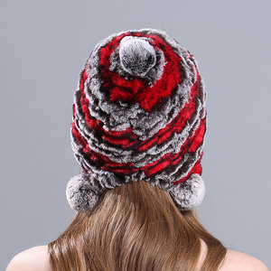 Phụ nữ mùa đông ấm áp Fluffy Rex Drone hat với Pom Pom Quadcopter lông ngoài trời người lớn Mũ mùa đông của phụ nữ Beanies mô hình hoạt hình - Product Image 3