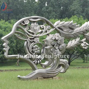Factory sale Large Lady Face Stainless Steel Abstract Sculpture Art Dec cheap