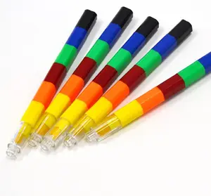 6种颜色堆叠蜡笔塑料蜡笔蜡笔玩具为孩子们绘制蜡笔