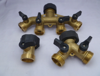 Adaptateur de robinet d'eau extérieur 4 voies 3/4 pouce en laiton, collecteur à vanne à boisseau sphérique, basse pression, résistant à la corrosion chimique