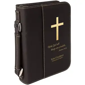 Funda dura de cuero personalizada hecha a mano de fábrica, bolso de la Biblia de moda en diferentes tamaños