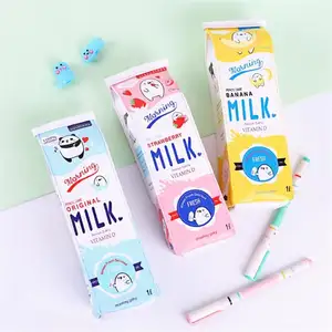 TOPSTHINK الترويجية مقلمة محاكاة الحليب كرتون حقيبة أقلام للأطفال