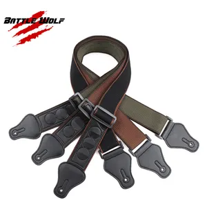 Wholesale High Quality Different Colors Classic Cotton Guitar Strap With Pick Holder Support Custom