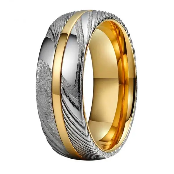 Популярное уникальное дизайнерское высококачественное мужское кольцо из дамасской стали 8 мм