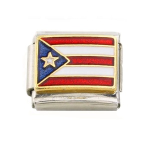Pulsera de Eslabones con Dijes Italianos de la Bandera Nacional de Puerto Rico Esmaltada a Mano - Product Image 3