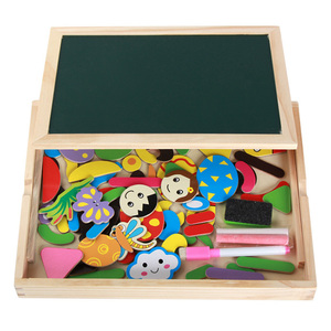 Juegos de rompecabezas multifunción tablero de dibujo plegable magnético de madera borrable de doble cara - Product Image 2