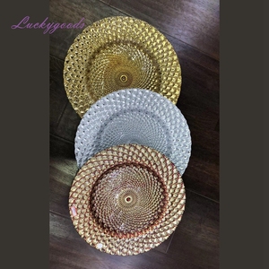 Assiettes de mariage de restaurant bon marché rondes en tournesol rime or rose blanc - Product Image 6