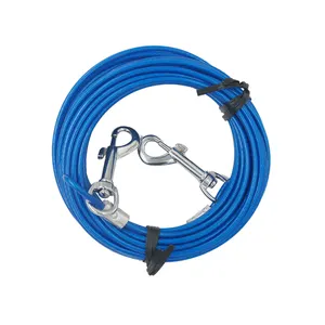 Gaosheng cabo de amarração de cachorro, cabo de fio de aço revestido de pvc de boa qualidade, para uso externo, 7x19, 10ft