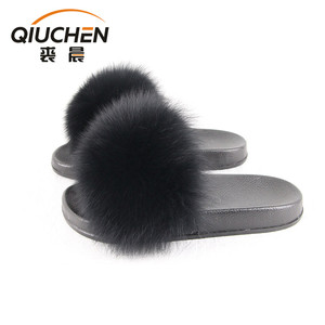 Super doux hiver chaud mignon renard fourrure pantoufles pour les filles pour vente - Product Image 1