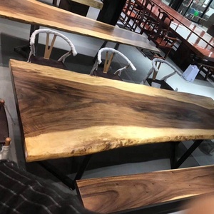 Tavolo da Pranzo con Piano in Legno di Noce Sudamericano, Lastre di Noce Grezzo - Product Image 5