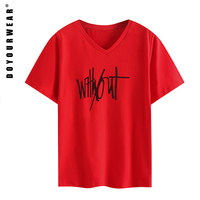 Mode de haute qualité Cottno col en V personnalisé t-shirt impression femmes