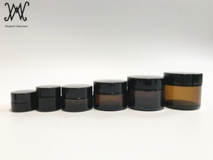 50g 1.75 oz dày thủy tinh màu hổ phách <span class=keywords><strong>salve</strong></span> kem jar với nắp màu đen container mỹ phẩm bao bì - Product Image 6