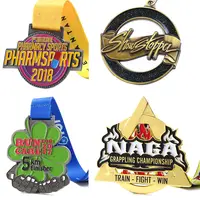 Logo Kustom Medali Olahraga Pita Antik Trofi Maraton Karate Emas untuk Medali Senam Logam Militer