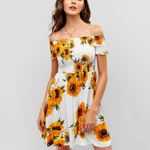 Vacaciones <span class=keywords><strong>de</strong></span> verano <span class=keywords><strong>de</strong></span> la muchacha al por mayor Smocked <span class=keywords><strong>de</strong></span> <span class=keywords><strong>girasol</strong></span> vestido - Product Image 3