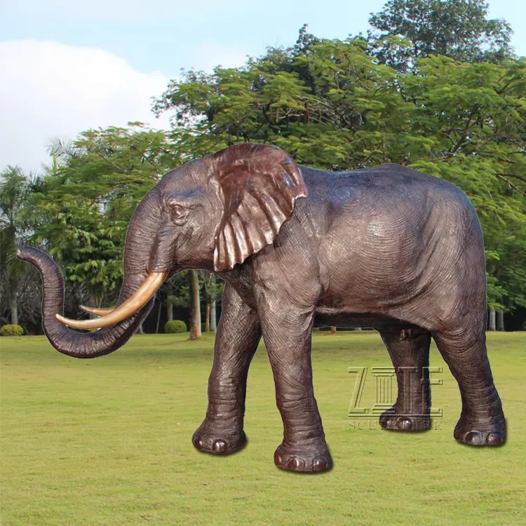 Projetos populares de metal arte artesanato estátua de bronze do elefante