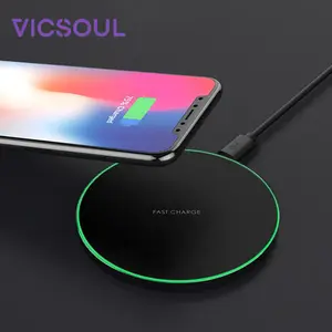 Vicsoul 2023便携式最佳10W QI无线手机充电器适用于iphone x工厂批发快速无线充电定制