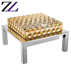 Equipo de catering indio <span class=keywords><strong>Buffet</strong></span> Chauffant eléctrico de lujo 4L plato de frotamiento martillado a mano de acero al carbono <span class=keywords><strong>Wok</strong></span> cobre Cheffing plato - Product Image 5